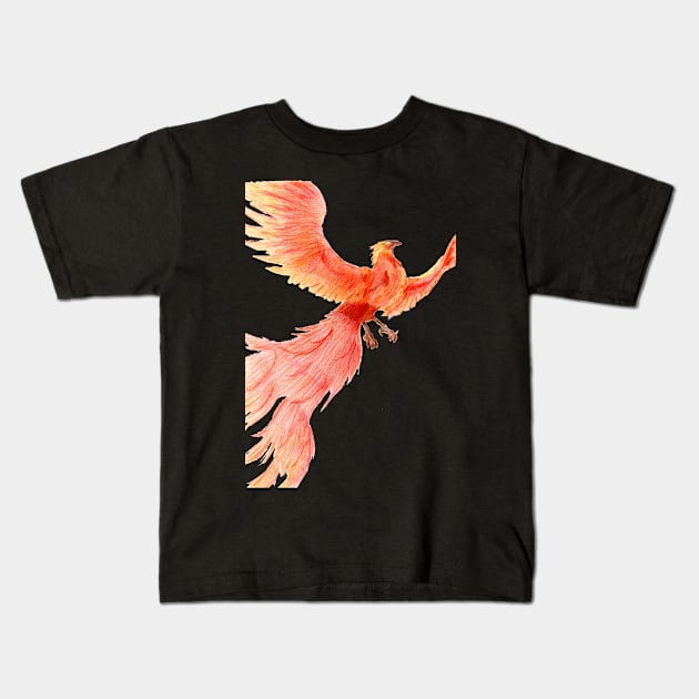 Rising from the Ashes- Phoenix Light Blue Kids T-Shirt by EarthSoul